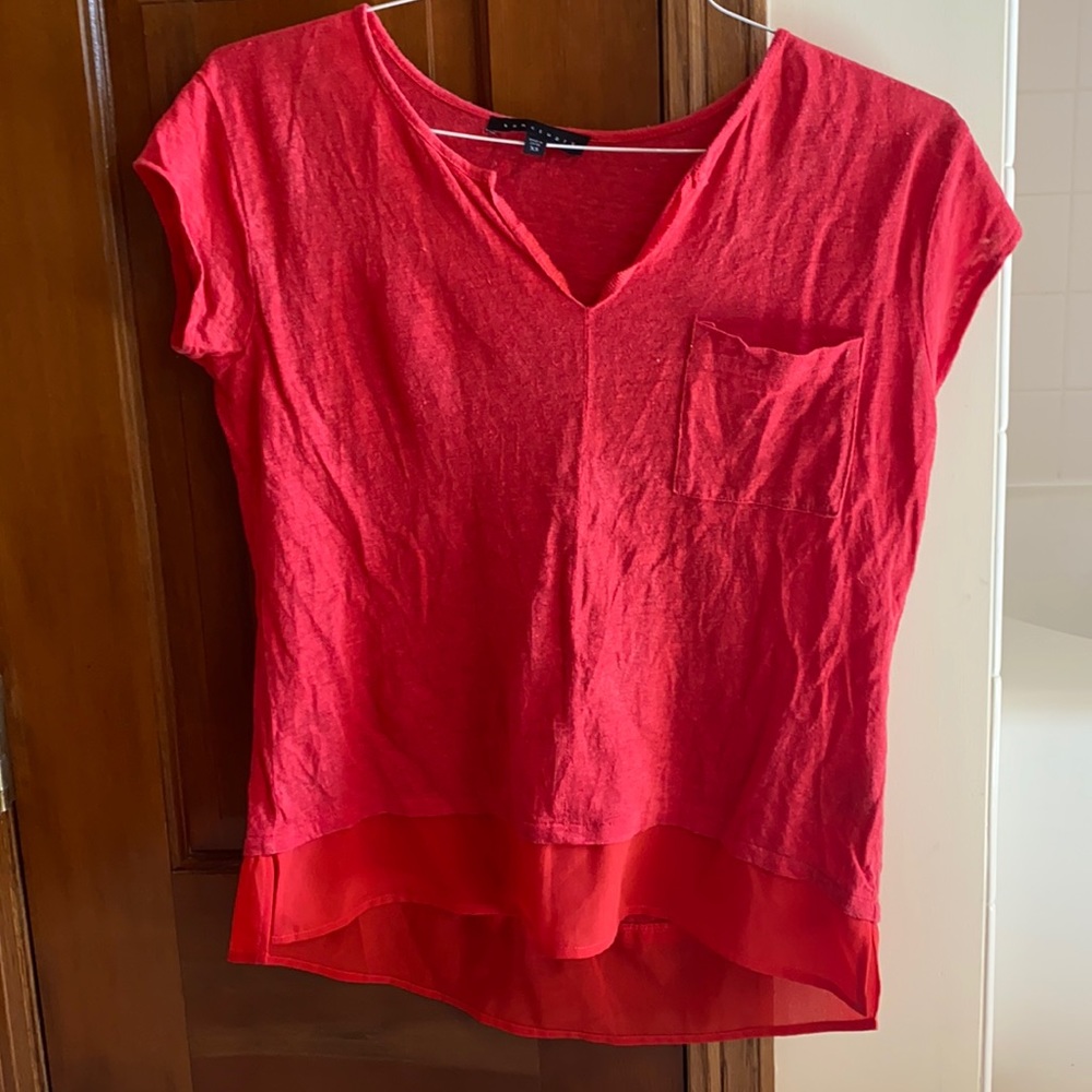 Sanctuary - red linen t shirt - size extra small